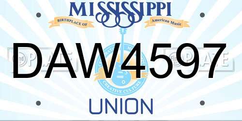 DAW4597 Mississippi License Plate