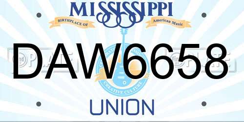 DAW6658 Mississippi License Plate