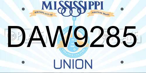 DAW9285 Mississippi License Plate