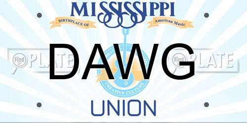 DAWG Mississippi License Plate