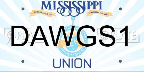 DAWGS1 Mississippi License Plate