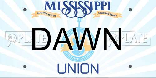 DAWN Mississippi License Plate
