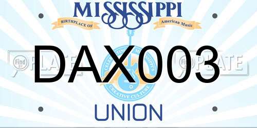DAX003 Mississippi License Plate
