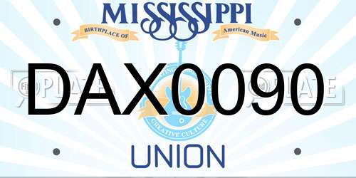 DAX0090 Mississippi License Plate