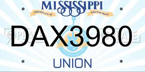 DAX3980 Mississippi License Plate