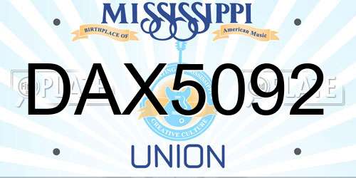 DAX5092 Mississippi License Plate
