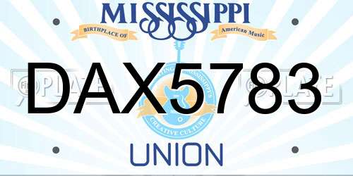 DAX5783 Mississippi License Plate