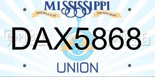 DAX5868 Mississippi License Plate