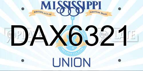 DAX6321 Mississippi License Plate