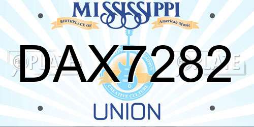 DAX7282 Mississippi License Plate