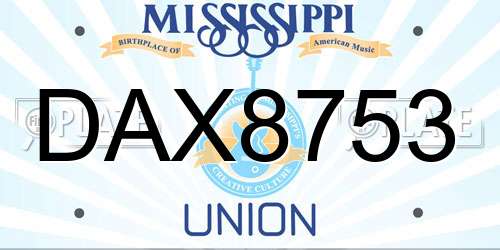 DAX8753 Mississippi License Plate