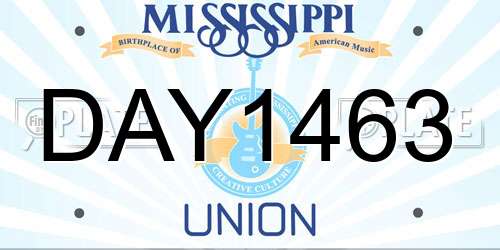 DAY1463 Mississippi License Plate