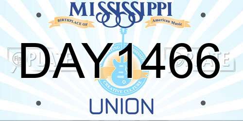 DAY1466 Mississippi License Plate