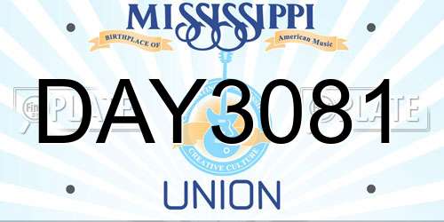DAY3081 Mississippi License Plate