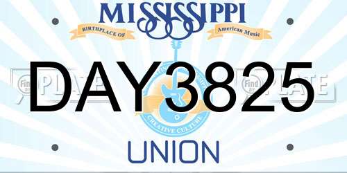 DAY3825 Mississippi License Plate