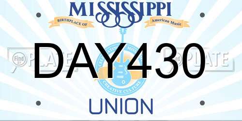 DAY430 Mississippi License Plate