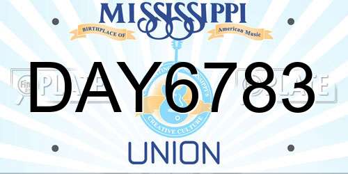 DAY6783 Mississippi License Plate