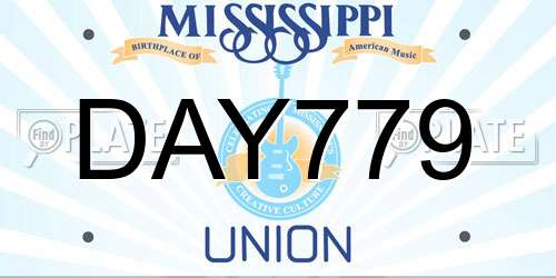 DAY779 Mississippi License Plate