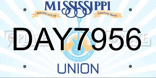 DAY7956 Mississippi License Plate