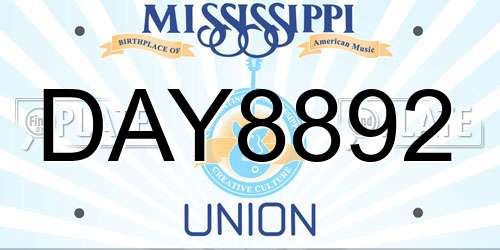 DAY8892 Mississippi License Plate