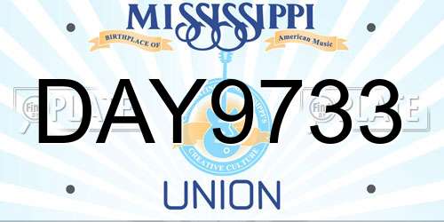 DAY9733 Mississippi License Plate