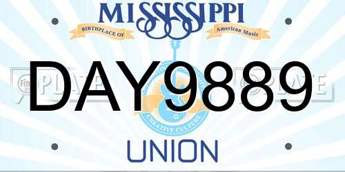 DAY9889 Mississippi License Plate