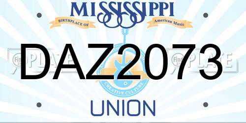 DAZ2073 Mississippi License Plate