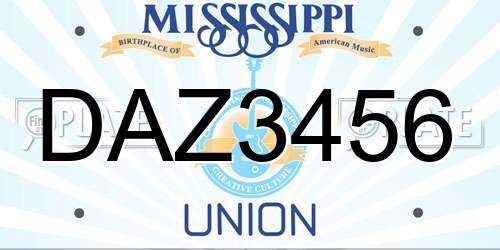 DAZ3456 Mississippi License Plate