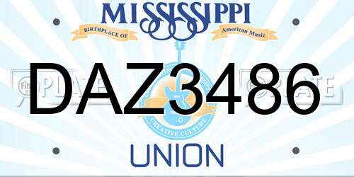 DAZ3486 Mississippi License Plate