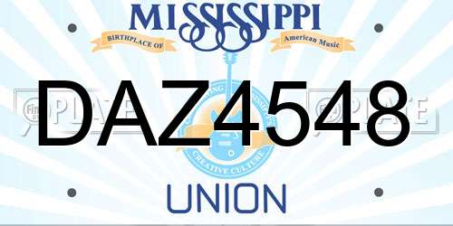 DAZ4548 Mississippi License Plate