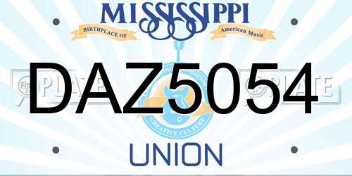 DAZ5054 Mississippi License Plate