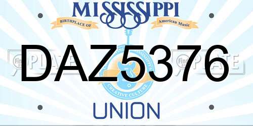 DAZ5376 Mississippi License Plate
