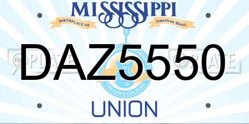 DAZ5550 Mississippi License Plate