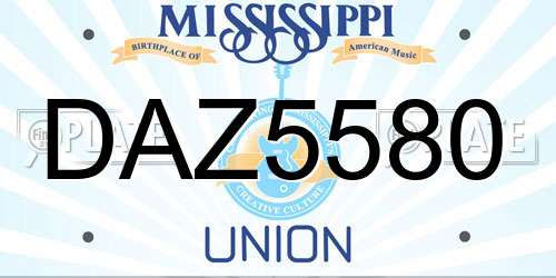 DAZ5580 Mississippi License Plate