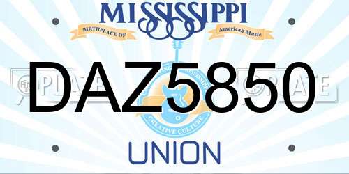 DAZ5850 Mississippi License Plate
