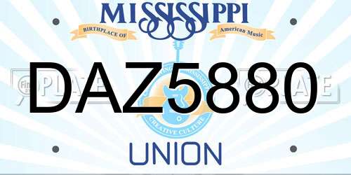 DAZ5880 Mississippi License Plate