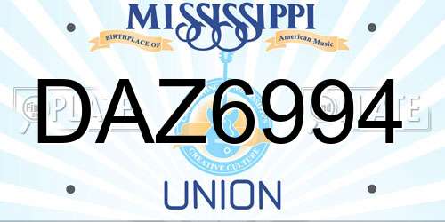 DAZ6994 Mississippi License Plate