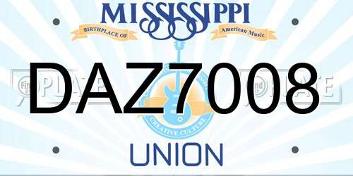 DAZ7008 Mississippi License Plate