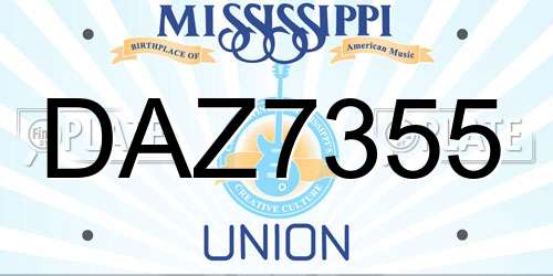 DAZ7355 Mississippi License Plate