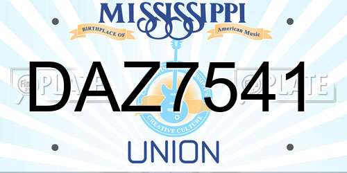 DAZ7541 Mississippi License Plate