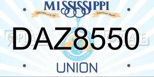 DAZ8550 Mississippi License Plate