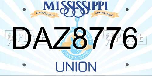 DAZ8776 Mississippi License Plate