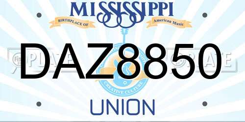 DAZ8850 Mississippi License Plate