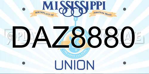 DAZ8880 Mississippi License Plate