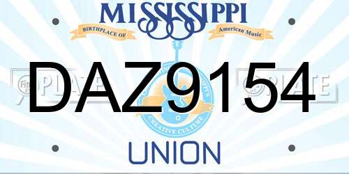 DAZ9154 Mississippi License Plate