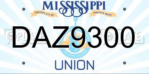 DAZ9300 Mississippi License Plate