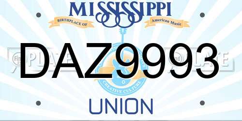 DAZ9993 Mississippi License Plate