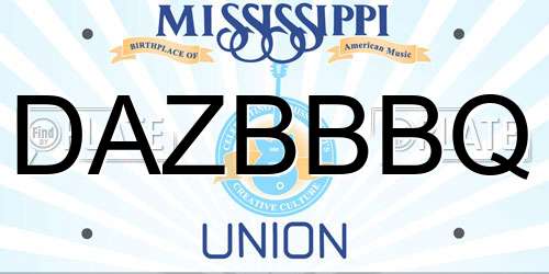 DAZBBBQ Mississippi License Plate