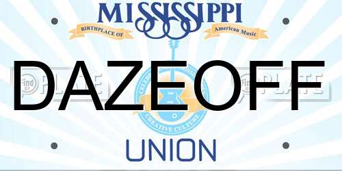 DAZEOFF Mississippi License Plate