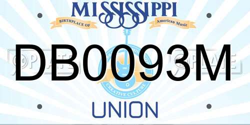 DB0093M Mississippi License Plate